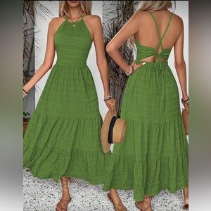 Green Halter Maxi Dress